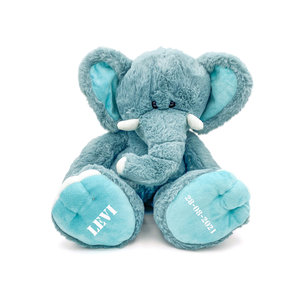 Grote Olifant (Blauw) met naam op voetjes