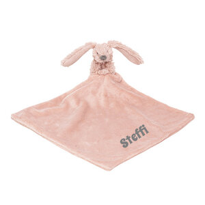Old pink Rabbit Richie met doek met naam 
