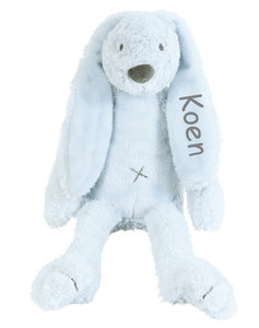 Rabbit Richie blauw knuffel met naam (Groot)
