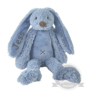 Rabbit Richie Deep blue knuffel met naam (Groot)