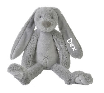 Rabbit Richie grey knuffel met naam (Groot)