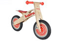 Loopfiets rood/naturel met naam